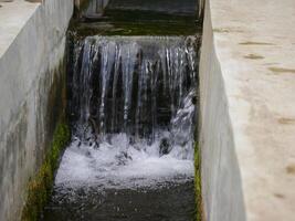 Irrigation channel between rice fields photo