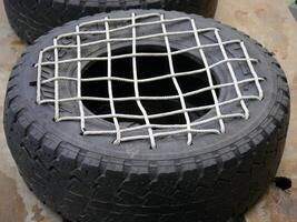 Chair design made from truck tires and rope photo
