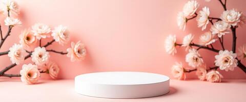 Minimalist Product Display with Delicate Flowers photo