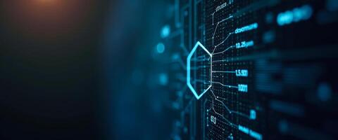 Abstract Digital Network with Hexagon Shape and Data photo