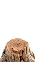 Close-up of a Tree Stump on a White Background photo