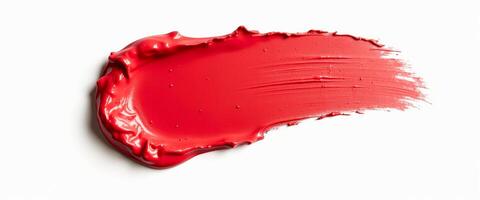 Red Lipstick Smudge Isolated on White Background photo
