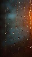 Raindrops on a Window with a Golden Glow photo