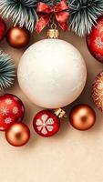 Christmas Ornaments with White Snowflakes photo