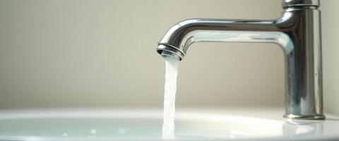 Water Pouring From Faucet into Sink photo