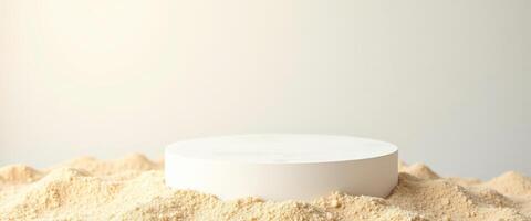 Minimalist Product Display on a Sandy Background photo