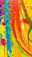 Abstract Colorful Swirls and Splashes on Yellow Background photo