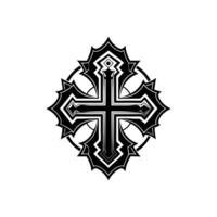 A black and white cross with a white background vector