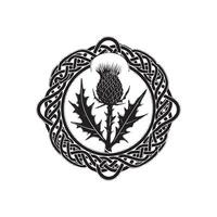 Thistle in celtic style with a black and white design vector