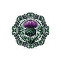 Thistle in a celtic style design vector