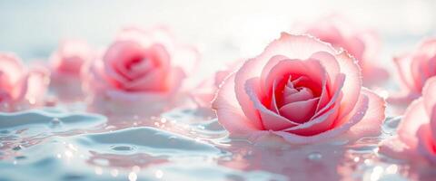 Pink Rose Floating on Water with Soft Light photo
