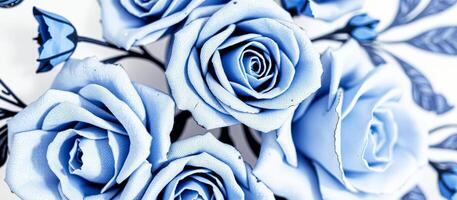 Close Up of Blue Fabric Roses photo