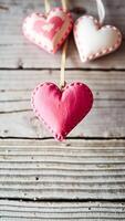 Pink and White Hearts Hanging on a String photo