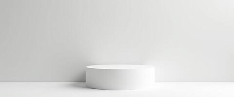 White Cylinder Platform on White Background photo