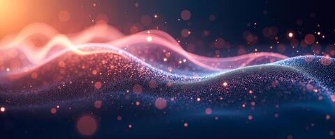 Abstract Background with Glittering Waves and Bokeh Lights photo