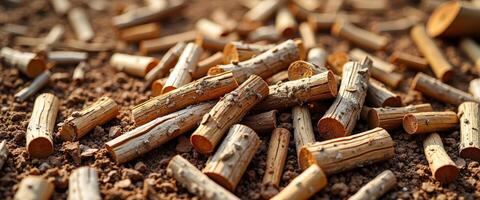 Close-up of wood sticks on the ground photo