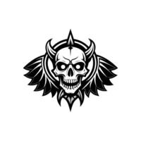 A skull with wings and horns on a white background vector