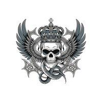 Skull with crown and wings on white background vector