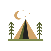 Camping icon with trees and a tent png