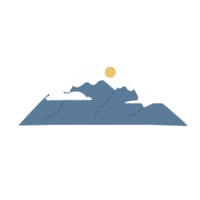 A mountain with clouds and sun in the background png