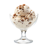Cool and Creamy A Glass Bowl with Ice Cream Scoop, Nuts, and Chocolate Isolated on a Transparent Background for Your Summer Campaign png