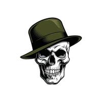 Skull wearing a hat on a white background vector