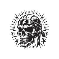 Skull with bandana and lightning bolt illustration vector