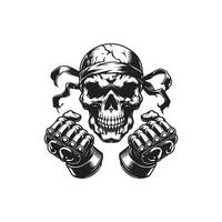 A skull with two hands and a bandana vector
