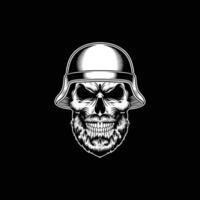 A skull with a beard in a helmet on a black background vector