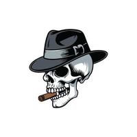 Skull with hat and cigar vector