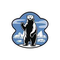A bear standing in front of a blue background vector