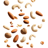 Wholesome Energy Nuts Falling on a Transparent Background for Organic Health Products png