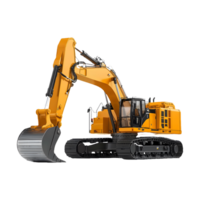 Excavator in Action Bright Yellow Machine Isolated on a Transparent Background for Versatile Use png
