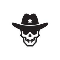 Skull in cowboy hat icon isolated on white background vector