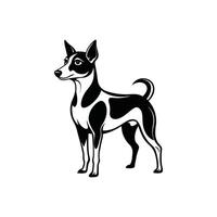 A black and white dog standing on a white background vector