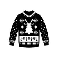 Christmas sweater with snowflakes and tree on white background vector