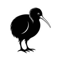 Black and white silhouette of a kiwi bird vector