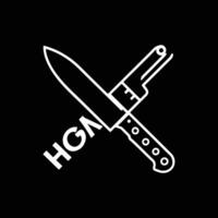 Knife and fork logo on black background vector