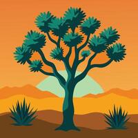 A desert landscape with a tree in the foreground vector
