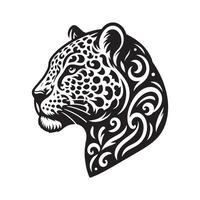 A leopard head with tribal patterns on it vector