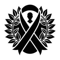 Black awareness ribbon with a silhouette of a man vector