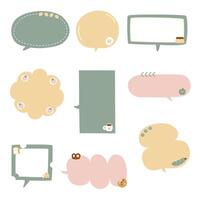 collection set of minimal doodle hand draw speech bubble balloon, think speak talk text box banner vector