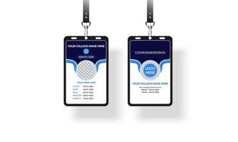 Blue color id card design template, Layer organized. vector