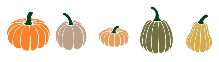 Pumpkin icon set. Simple fall and harvest design vector