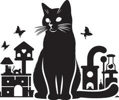 A cat in action silhouette style. vector