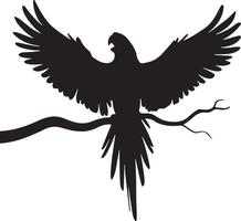 A parrot on the tree brance on flying mode vector