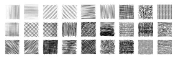 Line crosshatch patterns from simple to complex, vector