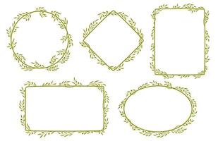 Olive leaf frames, set of elegant borders vector