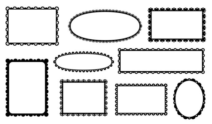 Scallop frames and dividers, edge lace borders set