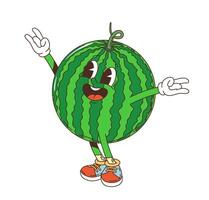 dibujos animados maravilloso sandía retro personaje sonrisa vector